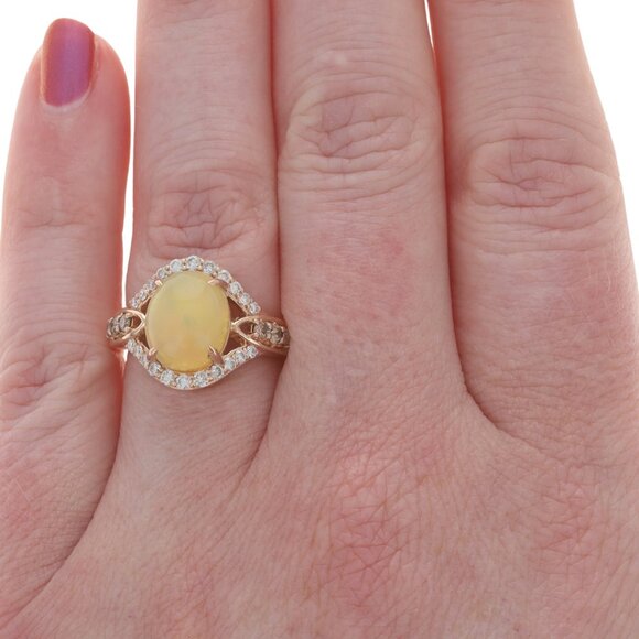 Le Vian Neopolitan Opal Diamond Ring - Rose Gold 14k Oval Cabochon 3.70ctw - Picture 2 of 7